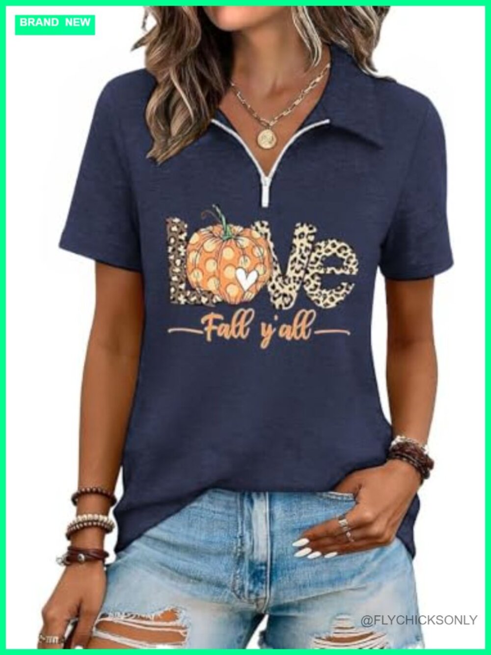 Women's Half Zip Polo Short Sleeve T-Shirt